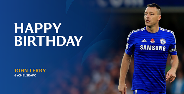 Chelsea Football Club on Facebook said:
Happy birthday to John Terry, who turns 34 toda -via  