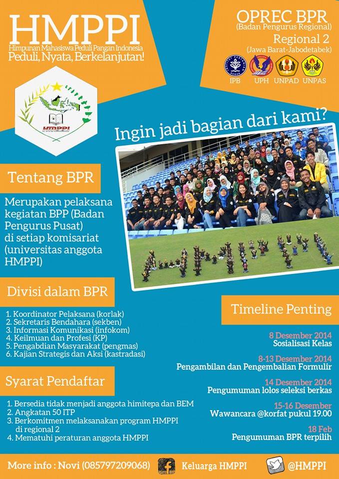 Nah, ini info lengkapnya nih.. Ayo gabung bersama kami di HMPPI Komisariat IPB <a href="/Himitweepa/">Himitepa IPB</a> <a href="/itpipb50/">ITP IPB 50</a> <a href="/HMPPI/">Peduli Pangan</a>