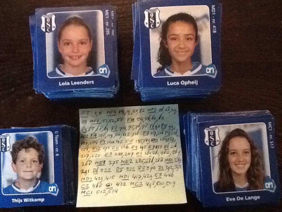 Voetbalplaatjes gezocht &amp; ruil@vvOSC lijstje geeft de ontbrekende nummers aan. Zaterdagochtend a.s 2e ruildag OSC