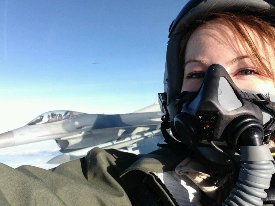 “Today's selfie comes from the youngest female fighter pilot in the...