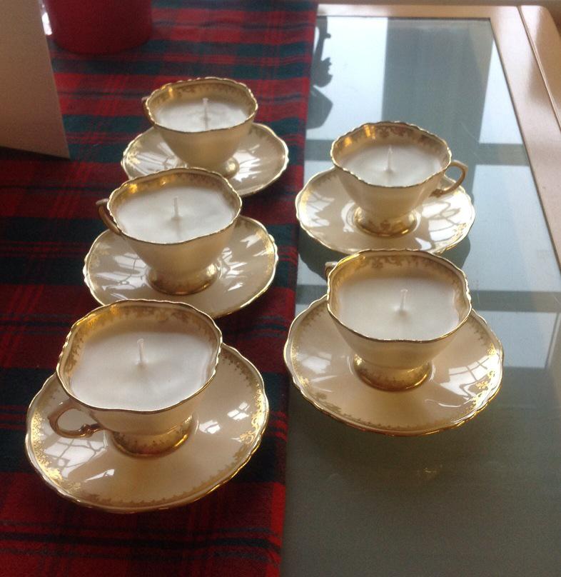 suebastin's tweet photo. Candles in vintage coffee cups, made today and going on sale in my studio at Fisherton Mill tomorrow! http://t.co/zHZQbpX9qV