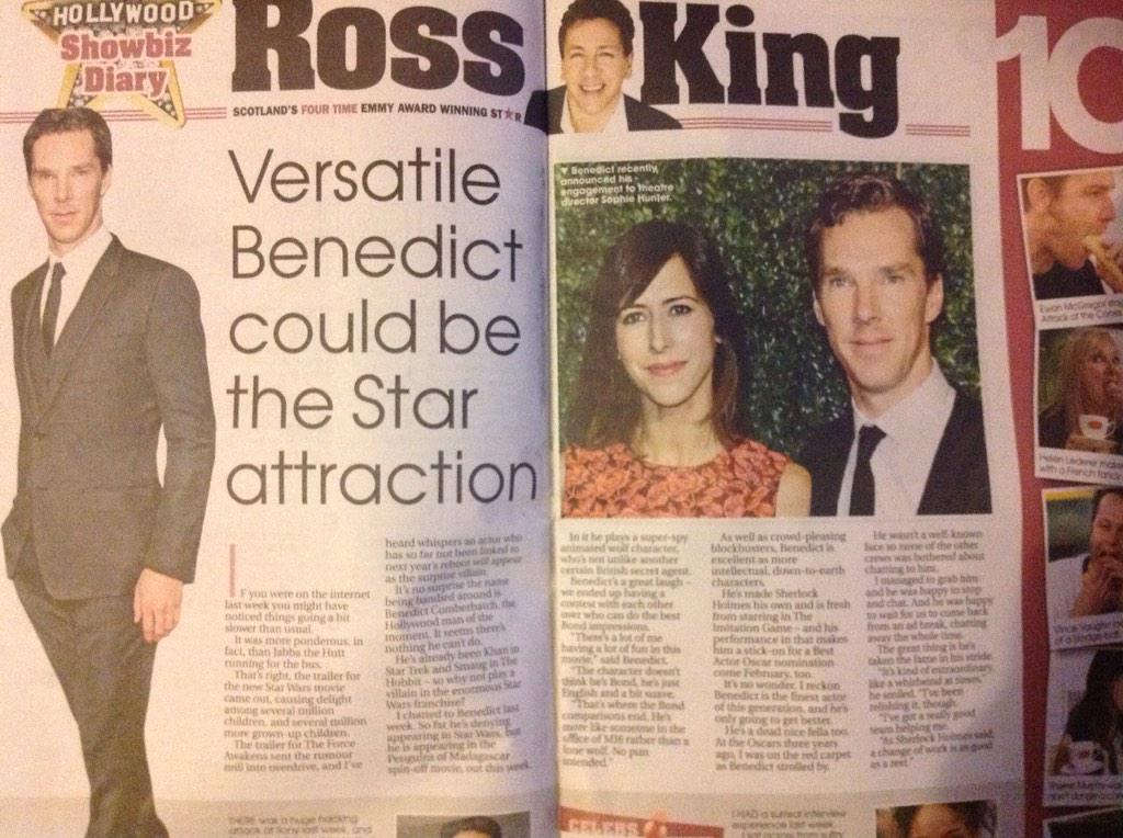 LillyCumming's tweet photo. Nice article in today's Sunday Post (Scottish newspaper) #cumberbatchweb #BenedictCumberbatch http://t.co/HrwhN92EsJ