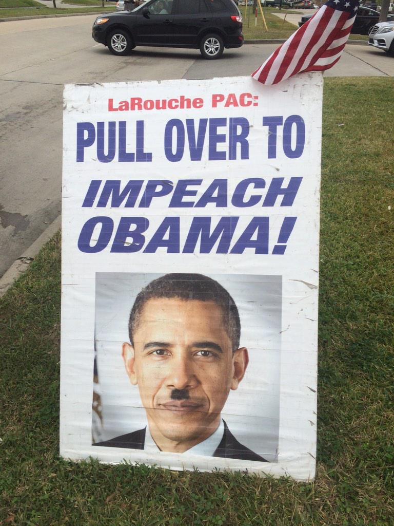 LadyBeckwithTX's tweet photo. I pulled over and talked to these folks. It was quite an interesting conversation! #nobama http://t.co/c2Vy0mDW5H