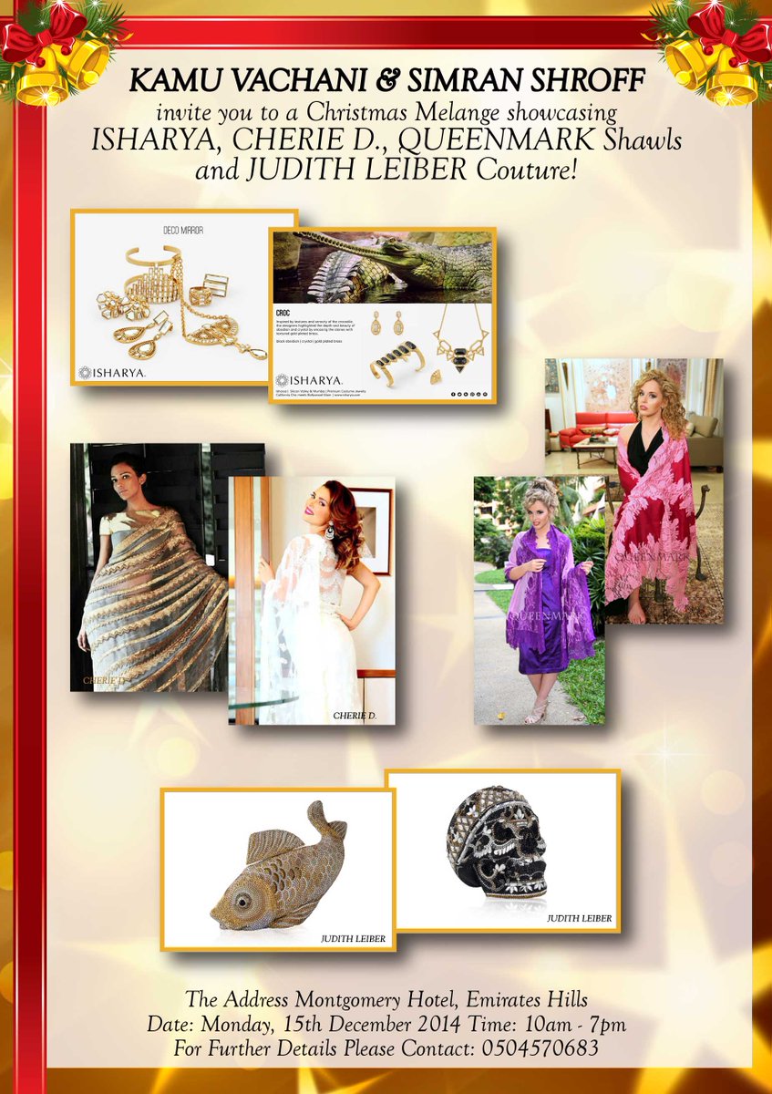 mvachani's tweet photo. #MyDubai #Exhibition #ChristmasShopping #Isharya #CherieD #Queenmark #JudithLeiber #Classic #Couture #fashion http://t.co/UxKIC4F5mK