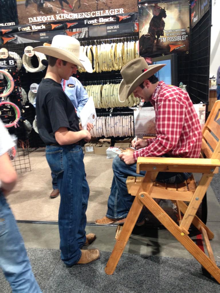 fastbackropes's tweet photo. #TeamFastBack Dakota K signing autographs at our CC booth 158 now #WNFR2014 #vortexrope http://t.co/4QUPbgmCXD