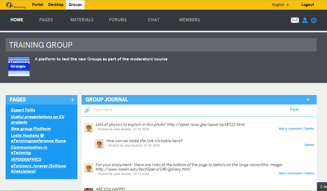 AlenaJandlova's tweet photo. A NEW eTwinning Groups interface has arrived! Check it out in OMC #etwinmod #etwion @eTwinningEUN_CZ http://t.co/iFjhMSPDtb