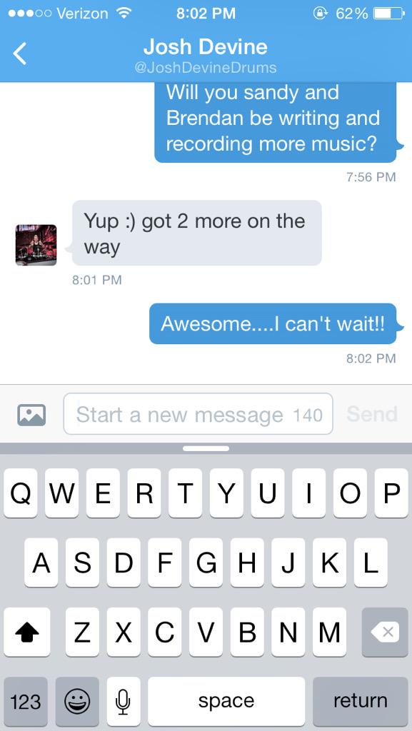 londonbrolly's tweet image. Yes thank you for the DM @JoshDevineDrums 😃💕 #joshdevine #sandybeales #wheatus