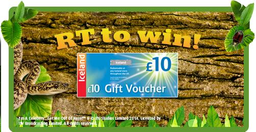 It’s our ad break comp! RT until the end of the 1st ad break for a chance to win a £10 voucher. #ImACeleb