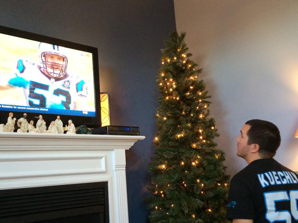 AngelaSearcey's tweet image. @Panthers my husband THE dedicated fan not missing a min putting lights on our tree #splithouse #wifelovesSteelers