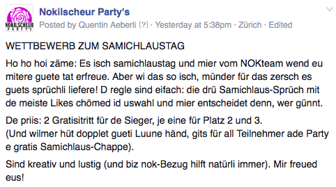 NOKParty's tweet photo. Achtung achtung. S git gratisitritt z güne für di nächst party. De best samichlausspruch günt
http://t.co/oGgUNUW8rO http://t.co/Z1REZeQprQ