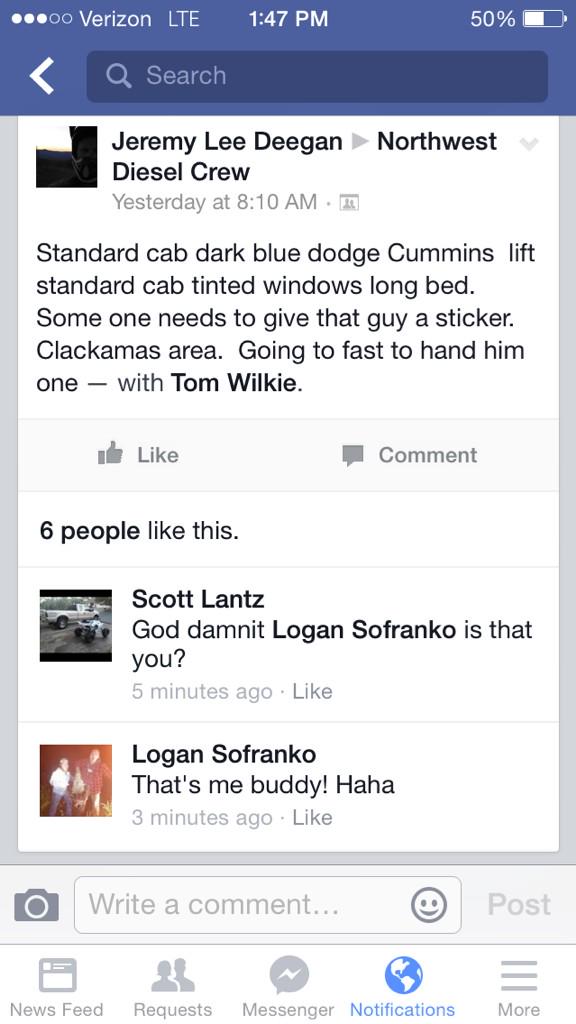 SofranXue's tweet photo. When the owner of NW Powerstroke mentions your truck. Yeah that's cool shit http://t.co/Z1ZtNvxwAy