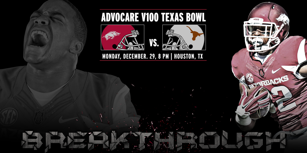 RazorbackFB's tweet photo. BREAKING | We are @TexasBowl bound to battle the Longhorns!! Game will be televised on @espn. #WPS http://t.co/HfW0xbuLh9