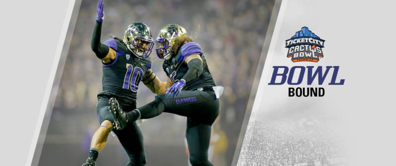 UWAthletics's tweet photo. .@UW_Football is headed to its 5th straight bowl game, the @Cactus_Bowl on January 2. Read: http://t.co/dRIwWyHE7P http://t.co/IkQREfVlI2