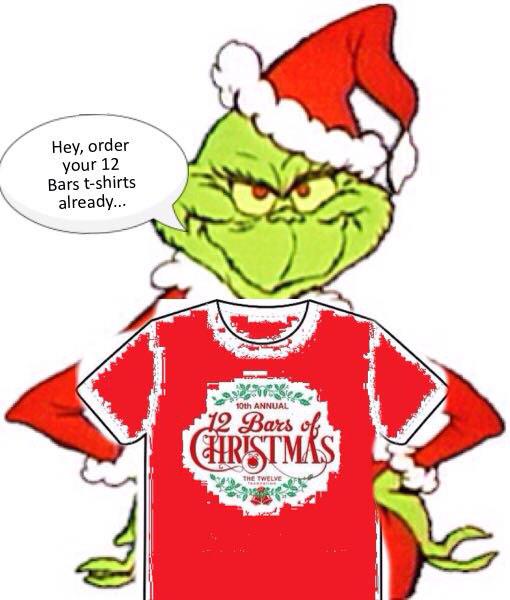 the12foundation's tweet photo. Don't be a Grinch -- order your #12bars shirt now! http://t.co/tUfgjS7COL #Minneapolis #mn #Minnesota #npo #barcrawl http://t.co/uQ23CiONLa