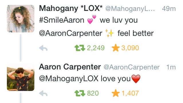 BritneyBrooklyn's tweet photo. This is the cutest friendship ever! #Maaron #SmileAaron #FeelBetterAaron @AaronCarpenter @MahoganyLOX http://t.co/OYwePpSaAN