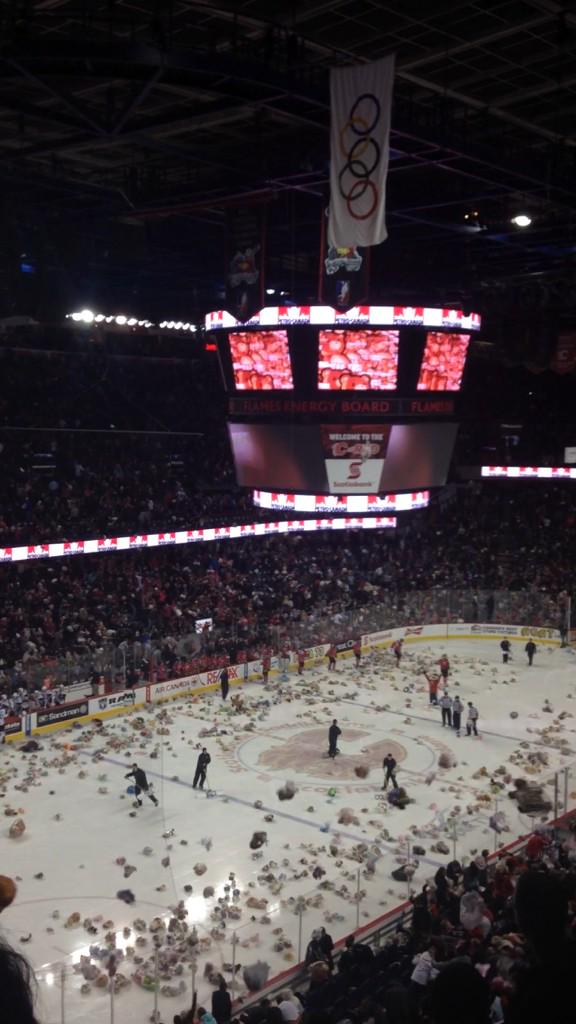 ivyctang's tweet photo. @WHLHitmen what an epic teddy bear toss! http://t.co/KtodHzkP5S