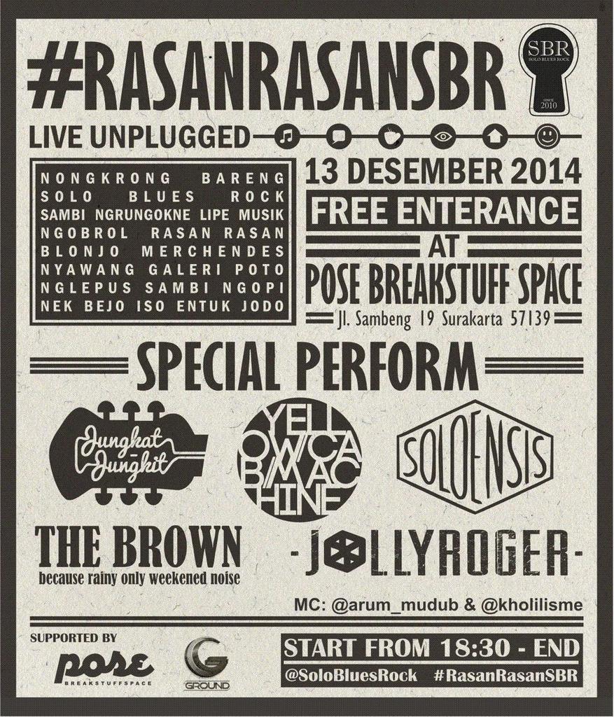 #RasanRasanSBR Live Unplugged | @posebreakstuffs | 13 Des 2014 | 18.30-end | Free Entry!