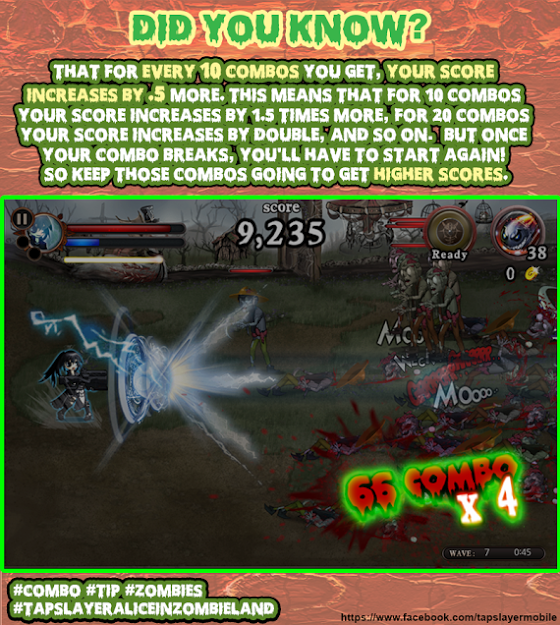 TapslayerAlice's tweet photo. MAINTAIN YOUR COMBOS. Every 10 #combos increases your score by .5 & 20 combos double your score & so on! #Tapslayer http://t.co/SGzT0XtooM