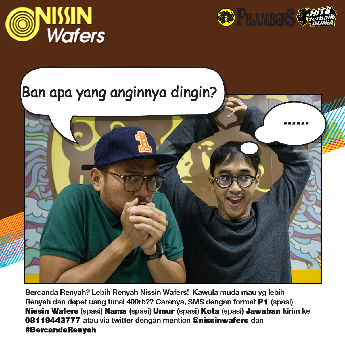 Prambors's tweet photo. Ayo jawab pertanyaa ini yaa, pemenang akan diumumkan d jam The Dandees #BercandaRenyah @NissinWafers http://t.co/xacS8zsmny