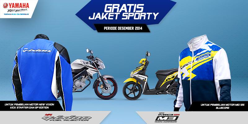 Beli Yamaha New Vixion &amp; Motor Mio M3 125 Blue Core dibulan Desember 2014, gratis Jaket Sporty. Yuk buruan beli :D