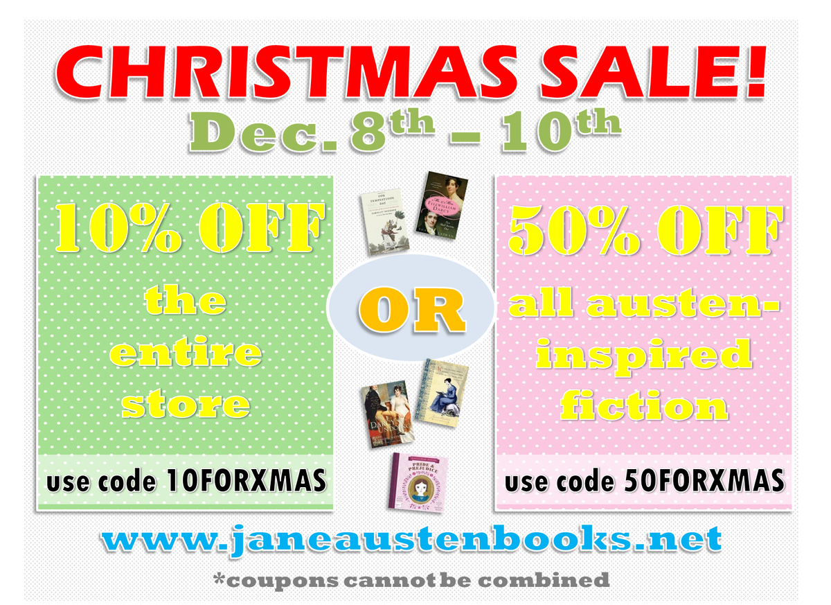 AustenBooks's tweet photo. Treat yourself in time for #Christmas! Sale runs thru 10 Dec. Happy Shopping! #christmasgiftideas #janeausten http://t.co/psJBpiqjgR