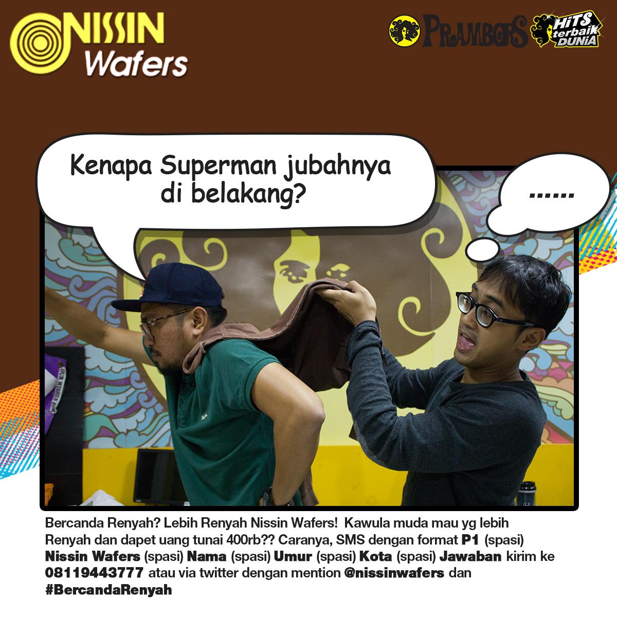 Prambors's tweet photo. Ayo jawab pertanyaa ini yaa, pemenang akan diumumkan d jam The Dandees #BercandaRenyah @NissinWafers http://t.co/lKHXunMXNq