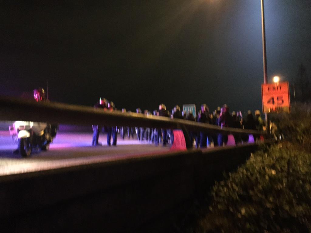 berkeleyside's tweet photo. Smoke deployed on freeway; police say gas could be deployed  #berkeleyprotests http://t.co/VjZWB2RyqV