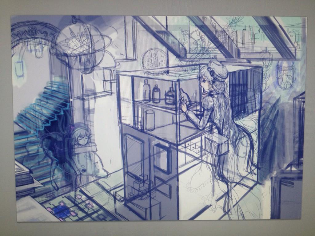 これから描き込んでいくであろう絵の途中経過。また海の中です。ざっくり 