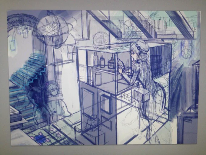 これから描き込んでいくであろう絵の途中経過。また海の中です。ざっくり 