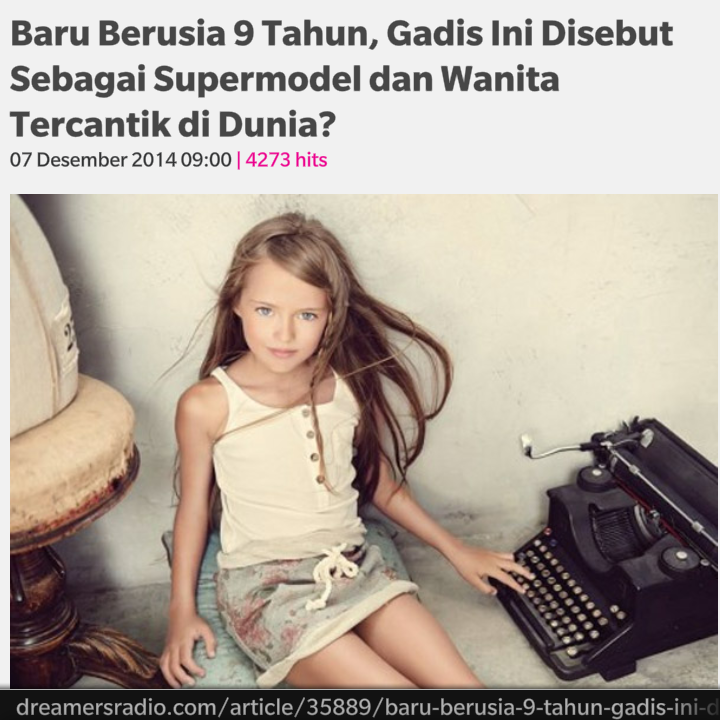 INDONESIAinLOVE's tweet photo. Baru Berusia 9 Tahun, Gadis Ini Disebut Sebagai Supermodel dan Wanita Tercantik di Dunia! http://t.co/xL0kLodBrr