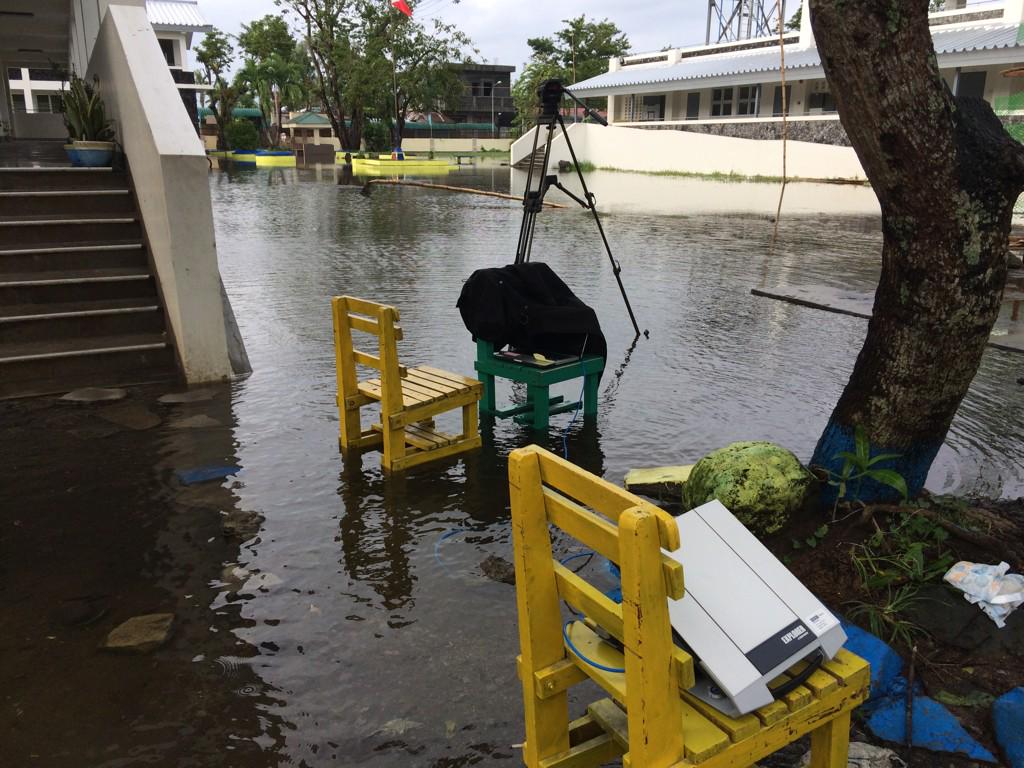 lucasdjong's tweet image. The other other BBC Philippines office for #TyphoonRuby coverage. At least it&apos;s not raining.