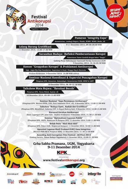 Jangan sampai terlewat event event menarik ini di Festival Antikorupsi 2014 #HAKI2014