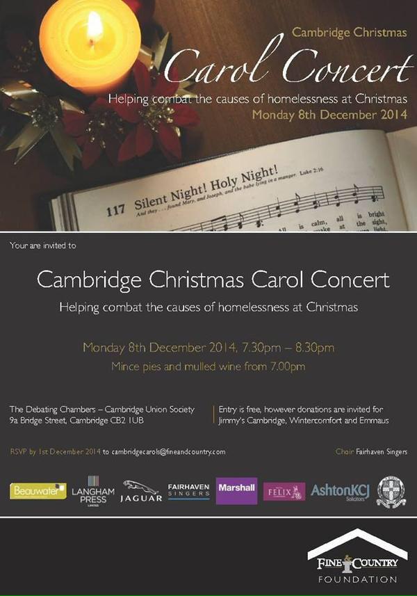 Richard_Carp's tweet photo. Getting all festive this evening at The @FineandCountry Carol Concert in #Cambridge. Free. Charity donations welcome. http://t.co/22Oj1cTEes