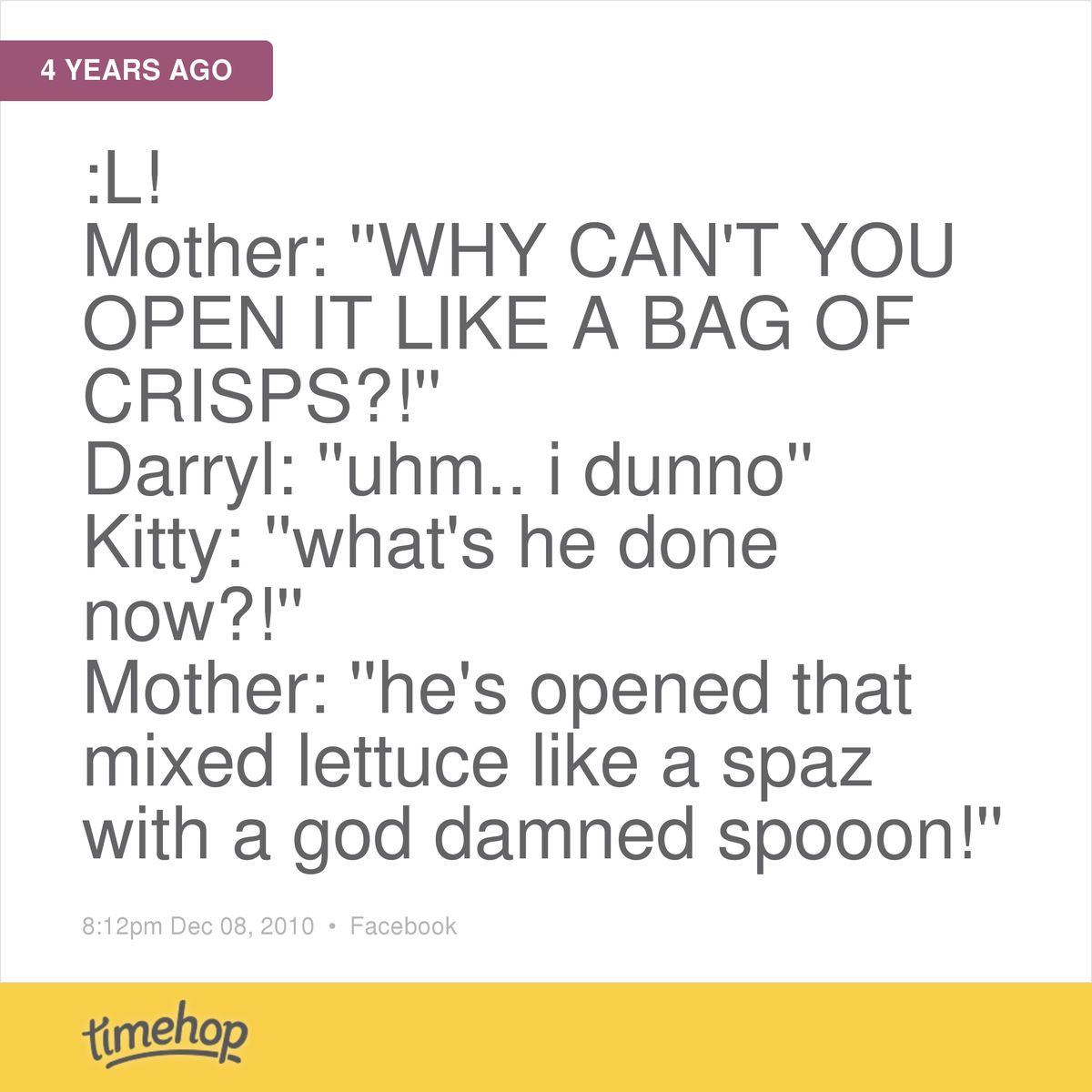 iamk4y's tweet photo. hahaha. mum.remember when Darryl couldn't open lettuce? http://t.co/2EUM32EFpU http://t.co/8g2bpJYgQU