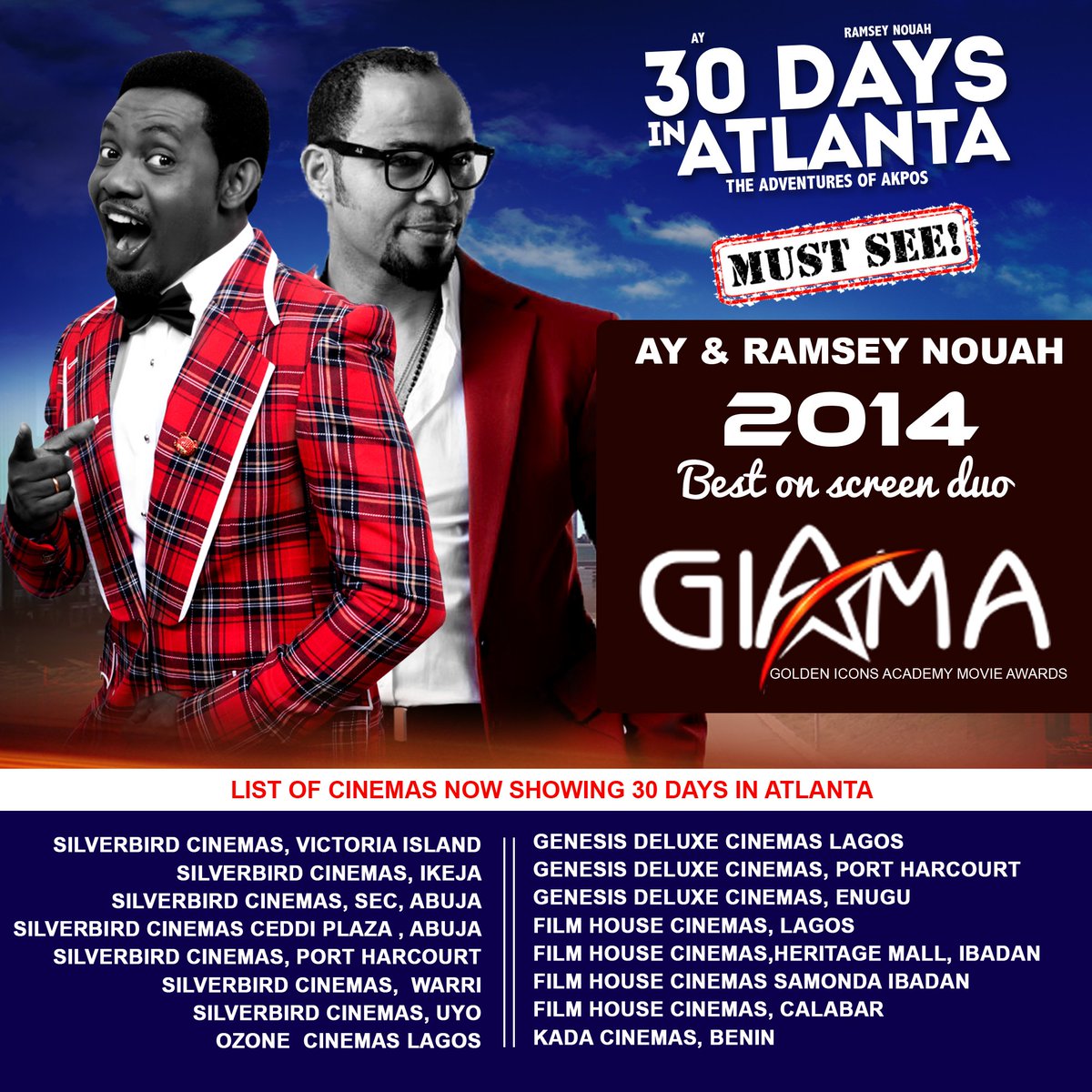 SilverbirdFilmD's tweet photo. 6weeks going and still hot in cinemas nationwide, award winning movie 30ddays in Atlanta @AYCOMEDIAN @peekaboodarl http://t.co/TIfGFoG8Xc