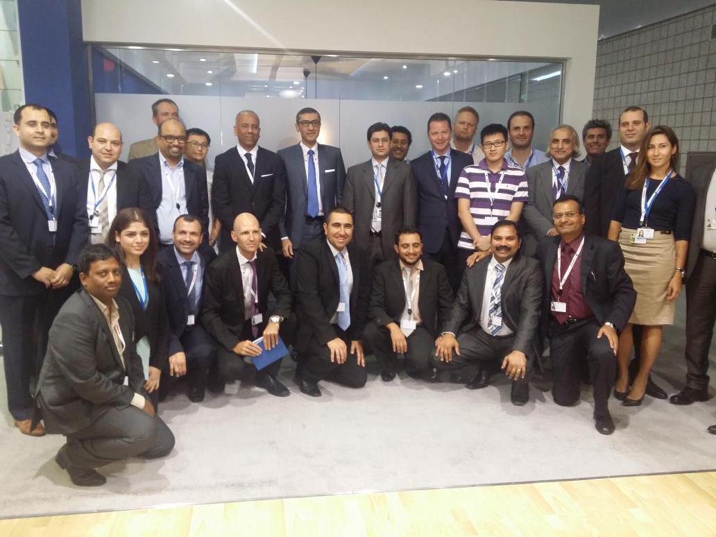 shafeeqm's tweet photo. Happy smiles of team @nokianetworks @ITU #Qatar with our CEO Mr.Rajeev Suri #NetworksPerform http://t.co/ybUzSvgLGI