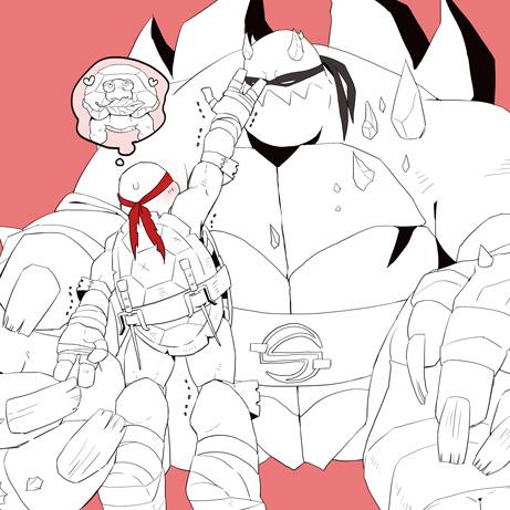 ラファに頭撫でてほしいスラッシュさんと、まったく手が届かないラファエロくん