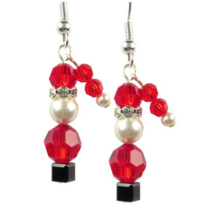 Santa Earrings £9.50. Made with sterling silver, Swarovski crystals &amp; pearls. Email order to Jacqui@daisy-doo.co.uk