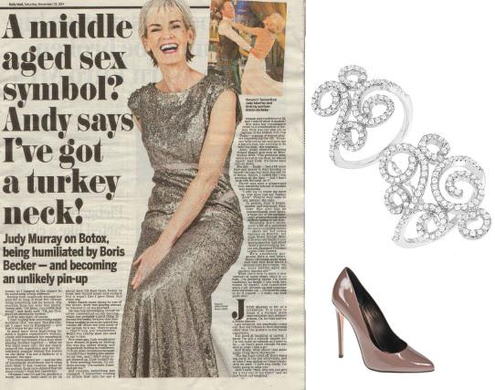 DesireeLederer's tweet photo. Judy Murray looking elegant in Daily Mail, tx @Tresorparis  filigree ring,@Coast_stores long dress, @ginashoes heels. http://t.co/4gB5kXHNSJ