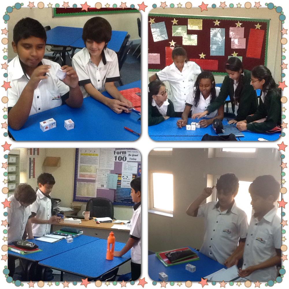 DIS_MFL's tweet photo. Year 7 use dice as a stimulus for speaking - school subjects &amp; opinions 😄 http://t.co/i6RicaQA0d