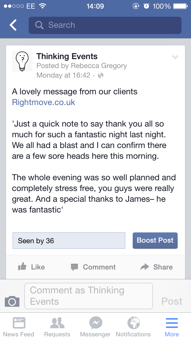 Lightbulb_Kev's tweet photo. ...A lovely message from our clients @rightmove - Thanks guys!!! #murdermystery #shareyourexperience http://t.co/3CEVYUL2lz