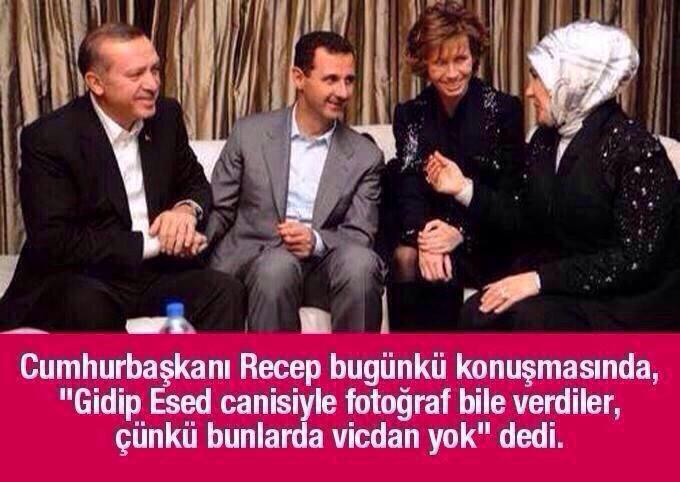 RefahPartisi1's tweet photo. Recep Tayyip Erdoğan : "Gidip Esed canisiyle fotoğraf bile verdiler, çükü bunlarda vicdan yok".. http://t.co/JphlNlvvfx