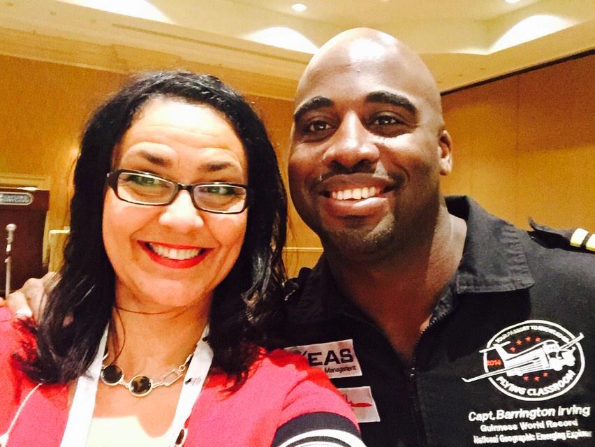SalwaZaki13's tweet image. #LearnFwd14 #wcsdproflearn Selfie w/resilient self-made aviator &amp;amp; amazing STEM educator Barrington Antonio Irving Jr.