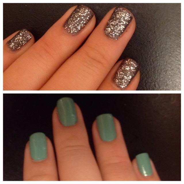 Not sure why I decided two different colors was a good idea... #manimonday http://t.co/AFppcN7XWK<a href="/tag/manimonday"class="tags"><span>#manimonday</span></a>