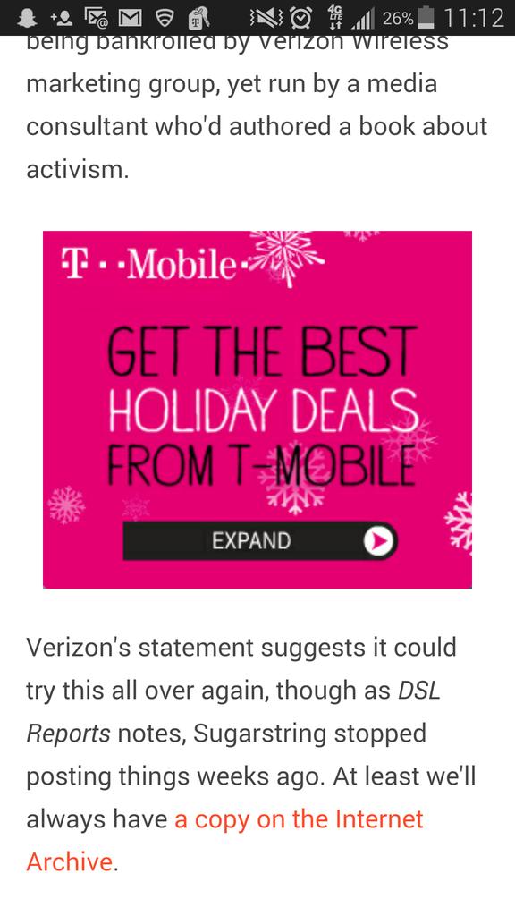 MagdalynHorvath's tweet photo. @JohnLegere @VerizonWireless Love the t-mobile advertising in the article 

#teammagenta http://t.co/9GhsBkOln4