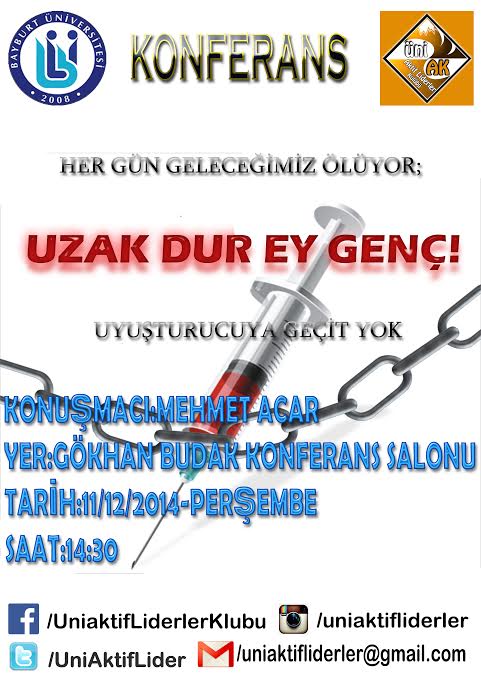 Gençliğimizi bilinçlendirmek amacıyla yapacağımız konferansımıza bütün öğrenci kardeşlerimiz davetlidir.