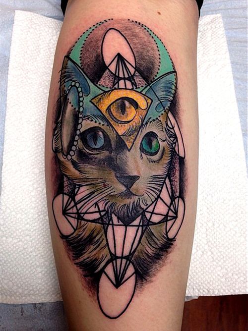 Geometric cat tattoo chong037s Instagram posts  Pinstame  Instagram  Online Viewer  Geometric tattoo design Cat tattoo designs Geometric cat  tattoo