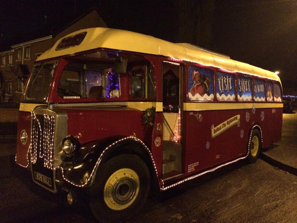 tourbelfast's tweet photo. Our Santa bus out in Belfast again tonight. http://t.co/ado21Hnc2f