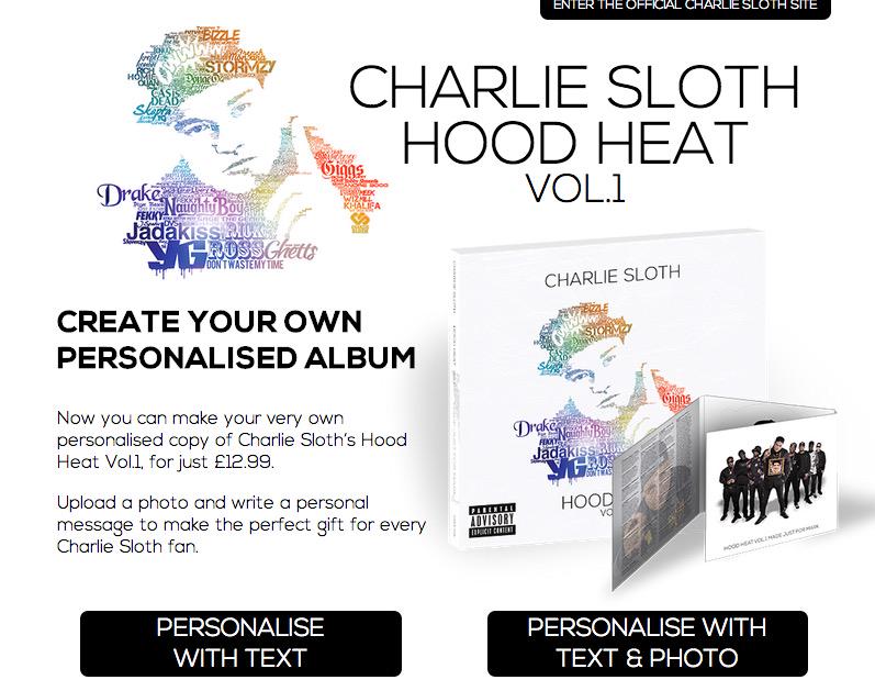 CharlieSloth's tweet photo. XMAS GIFT IDEA! Why not get a PERSONALISED Hood Heat album for ya loved 1 http://t.co/y8VFLAv0kI #LimitedAvailable http://t.co/KXFRdhWQv1